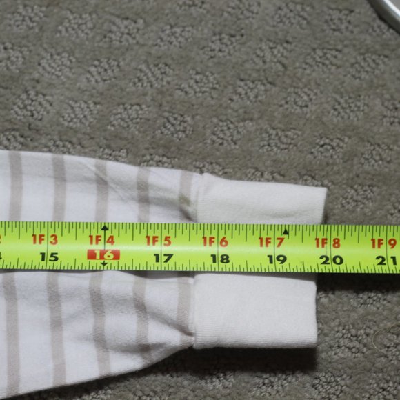 Abercrombie & Fitch Size Small Cream and Tan Striped Long Sleeve Crew Neck Shirt - Picture 5 of 5